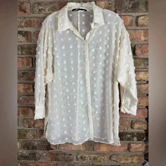 Zara Tops - Zara Polka Dot button down Shirt size S
